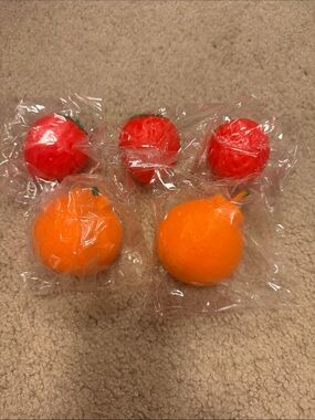 Squishies Strawberry and Orange Plus a Free Squishy